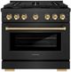 ZLINE Paramount 36" 5.2 cu. ft. Black Satin Stainless Steel Paramount Dual Fuel Range with 6 Brass Burners Gas Cooktop and Electric Convection Oven with Polished Gold Accent-0