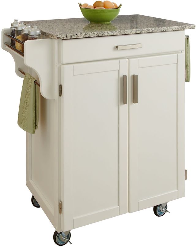 homestyles® Cuisine Cart Salt-and-Pepper Granite/White Kitchen Cart-0