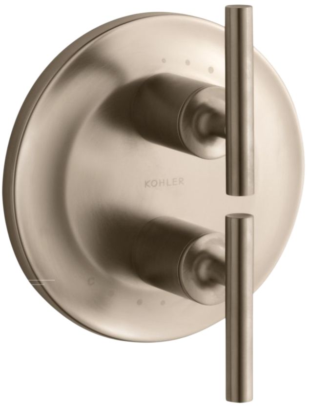 KOHLER® Purist® MasterShower® Vibrant Brushed Bronze Temperature and Volume Control Valve Trim-0