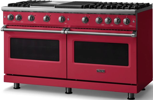 Viking® 5 Series 60" Valentine Pro Style Gas (NG) Range with Polished Chrome Trim-2