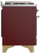 Ilve® Majestic III 48" Burgundy Pro Style Dual Fuel Liquid Propane Range with French Top and Brass Trim-4