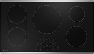 top view of the GE Profile™ 36" Stainless Steel on Black Induction Cooktop