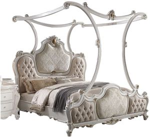 ACME Furniture Upholstered Eastern King Canopy Bed