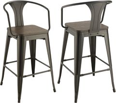 Coaster® Cavalier 2-Piece Dark Elm/Matte Black Wooden Seat Bar Stools
