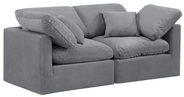 Meridian Furniture Indulge 2-Piece Gray Velvet Sofa-0