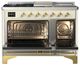 Ilve® Majestic III 48" Antiqued White Pro Style Dual Fuel Liquid Propane Range with Triple Glass Door and Brass Trim-1