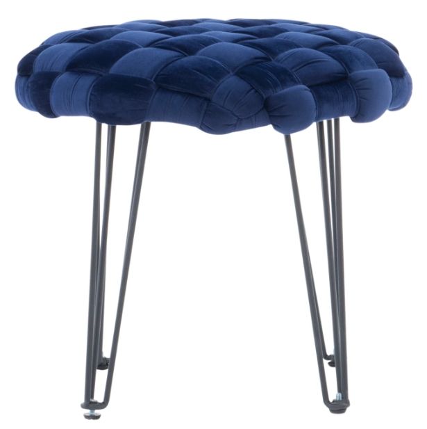 Powell® Scarlet Navy Round Ottoman Stool-1