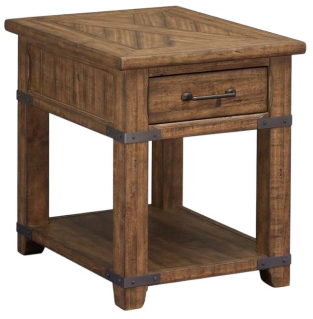 Magnussen Home® Chesterfield Farmhouse Timber Rectangular End Table-0