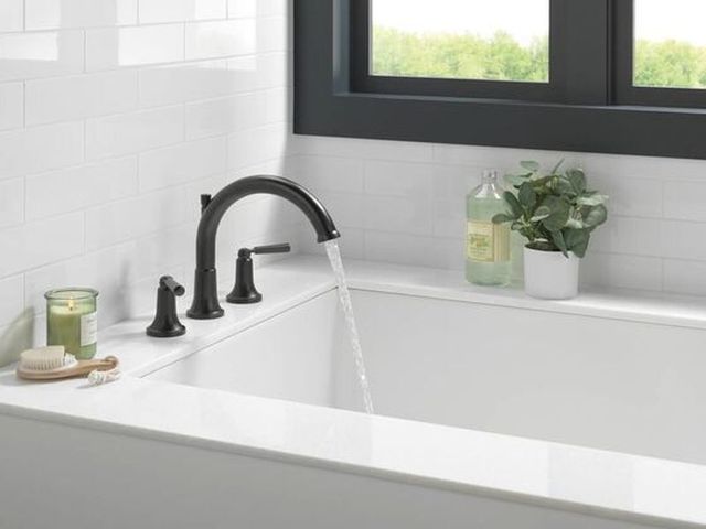 Delta Saylor® Matte Black Roman Tub Trim-1