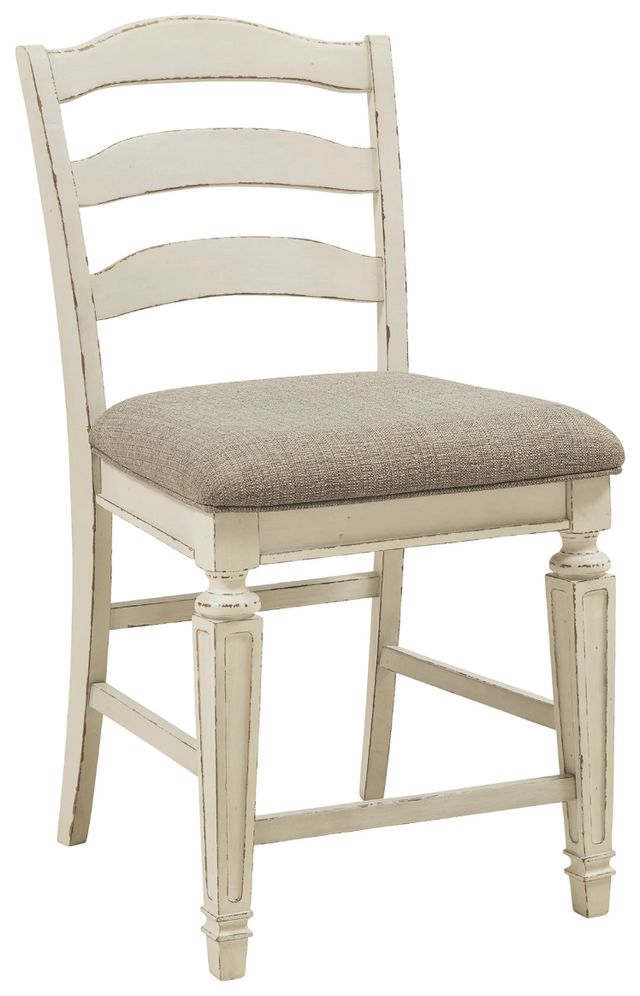 Signature Design by Ashley® Realyn Chipped White Upholstered Barstool-0