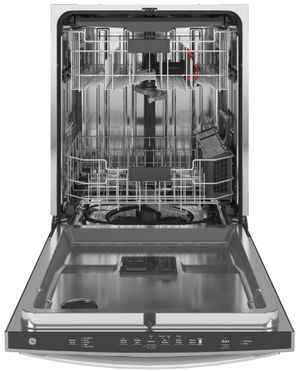 view of the inside of the GE® 24" Stainless Steel Built In Dishwasher