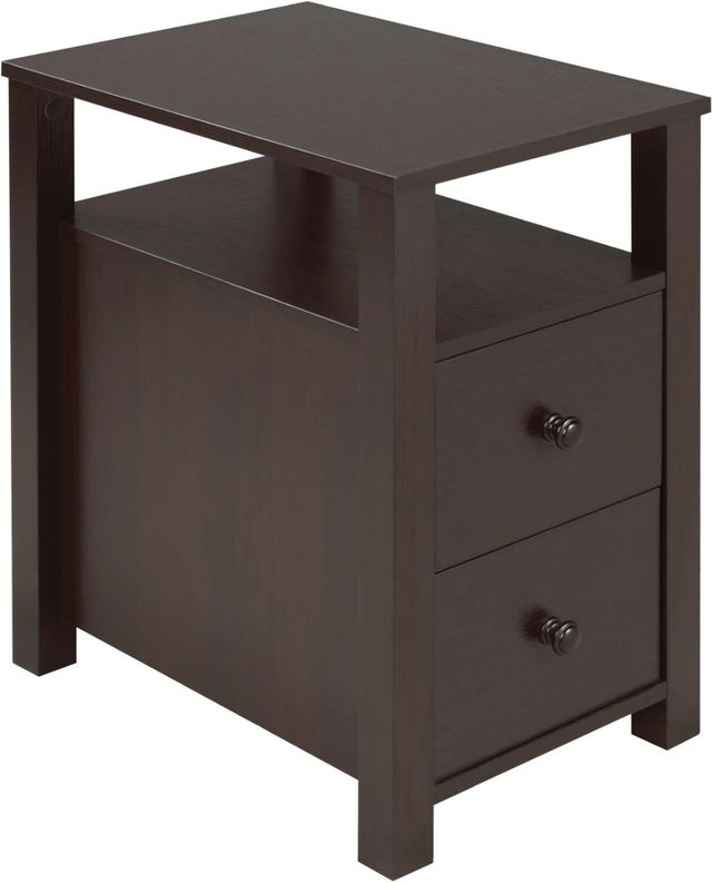 Brassex Inc. Dark Cherry Accent Table with 2 Drawers-0