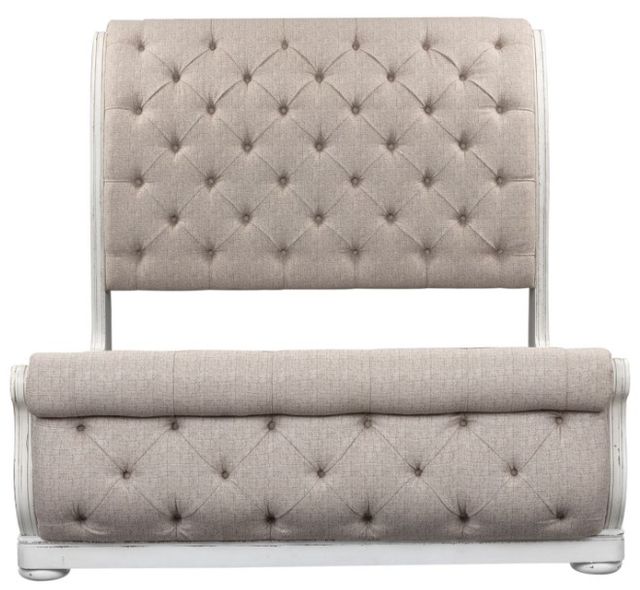 Liberty Furniture Magnolia Manor Antique White/Gray California King Upholstered Sleigh Bed-2