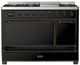 Ilve® Majestic III 48" Glossy Black Pro Style Dual Fuel Natural Gas Range with Solid Door and Burnished Trim-2