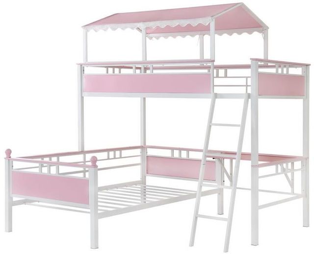 Coaster® Alexia Pink/White Twin/Twin Workstation Bunk Bed-0