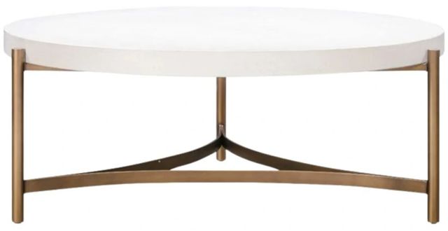 Modus Furniture Lyon White Coffee Table with Brushed Bronze Base-1