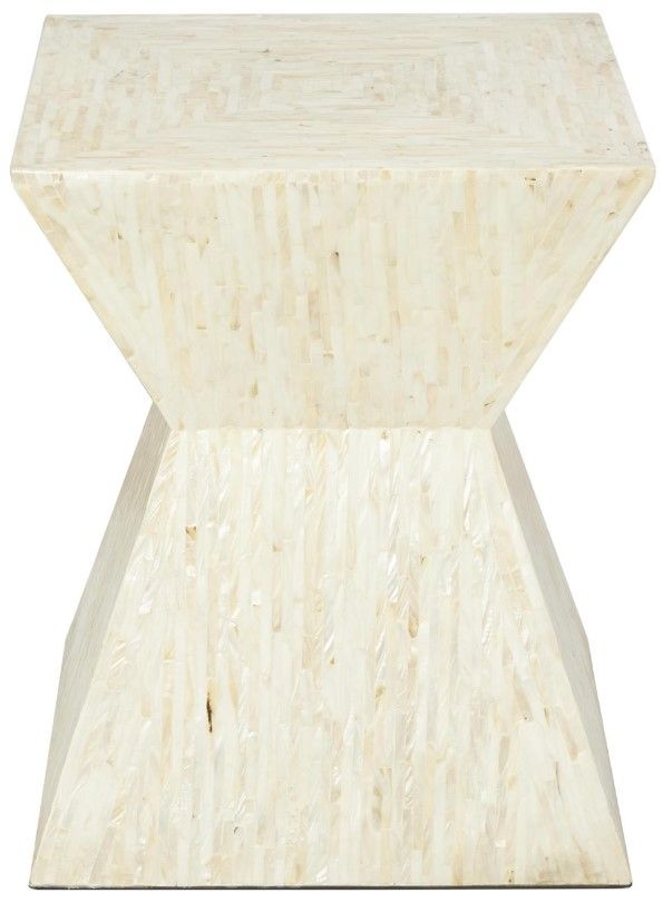 Deco Marche Beige Mother of Pearl Shell Handmade Hourglass Shaped Accent Table-1