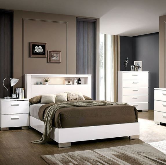 Furniture of America® Malte White California King Carlie Bed-1