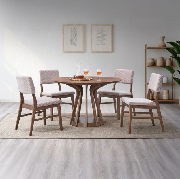 ACME Furniture Seda 2-Piece Pink/Walnut Upholstered Dining Side Chair Set-1
