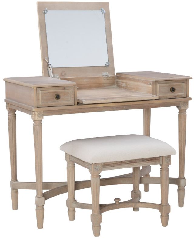 Linon Cyndi 2-Piece Gray Wash Vanity Set-0