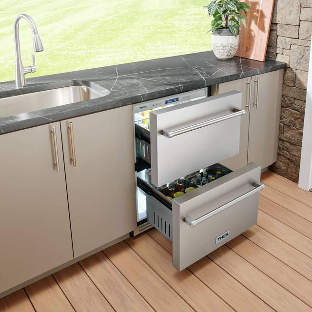 Thor Kitchen® Gordon Ramsay 24" 5.4 Cu. Ft. Stainless Steel Outdoor Under-Counter Refrigerator-1