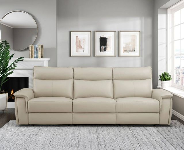 Homelegance® Maroni Taupe Double Power Reclining Sofa with Power Headrests-1