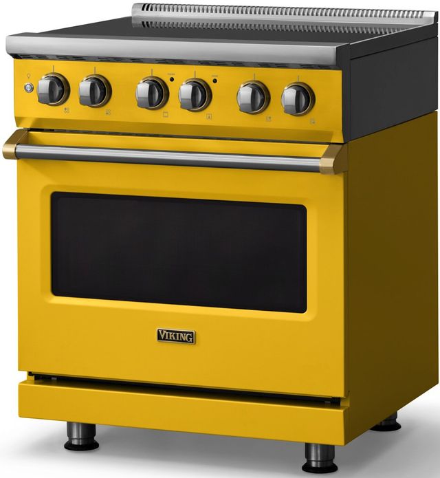 Viking® 5 Series 30" Daffodil Pro Style Induction Range with Brushed Brass Trim-3