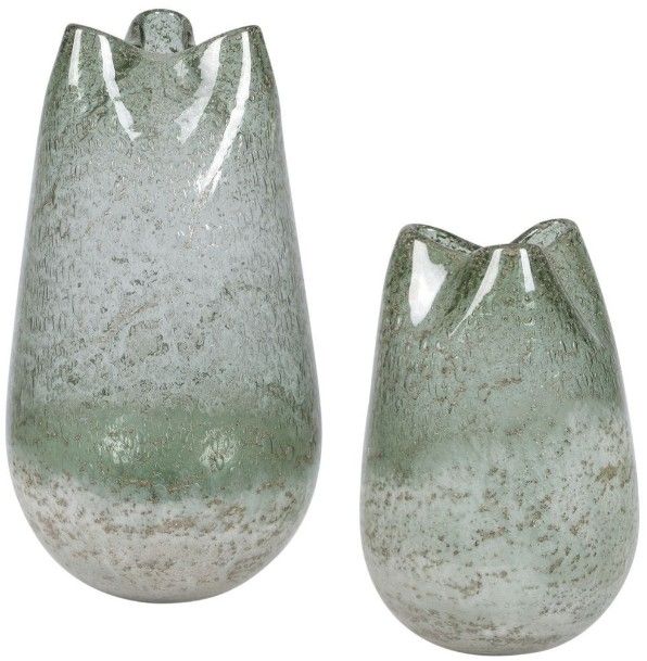 Uttermost® Chianti 2-Piece Bluish-Green/Milky White Vase Set-0