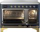 Ilve® Majestic III 48" Midnight Blue Pro Style Induction Range with Triple Glass Door and Brass Trim-1