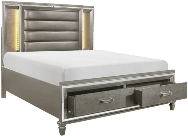 Homelegance® Tamsin Silver-Gray California King LED Platform Storage Bed-3
