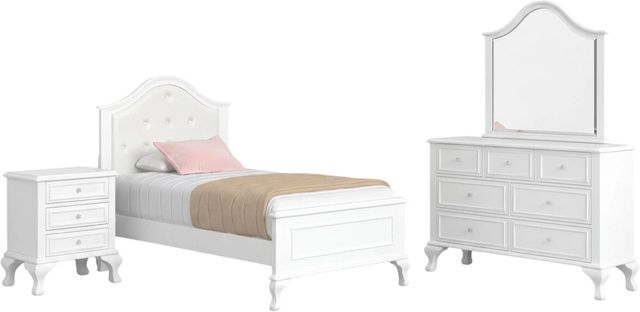 Elements International Jesse 4-Piece White Youth Twin Panel Bedroom Set-0