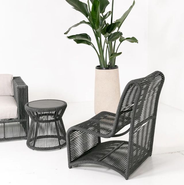 Sunset West Milano Slate Metal/Natural Fibers Outdoor Armless Club Chair-3