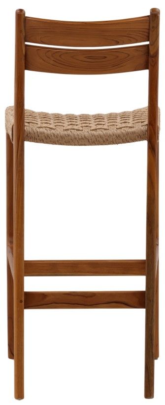 Dovetail Furniture Connelly Natural Synthetic Rattan/Teak Wood Outdoor Barstool-3