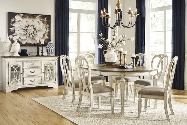 Signature Design by Ashley® Realyn Brown Oval Dining Table with Chipped White Base-4
