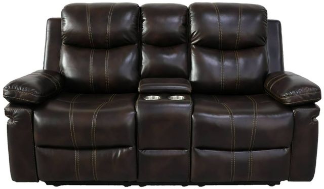 New Classic® Home Furnishings Kellen Brown Manual Reclining Console Loveseat with Dual Recliner-2