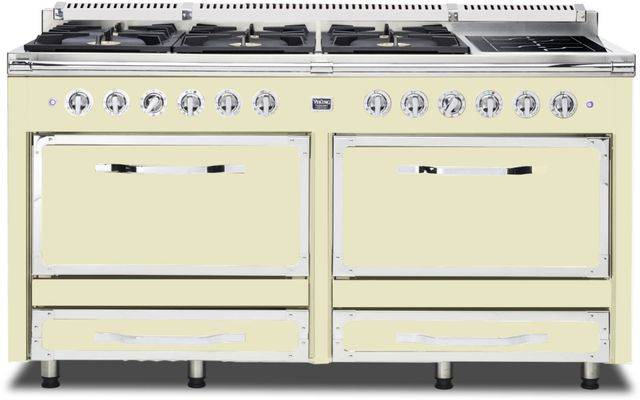 Viking® Tuscany 66" Vanilla Cream Dual Fuel Pro-Style Dual Fuel Natural Gas Range-0