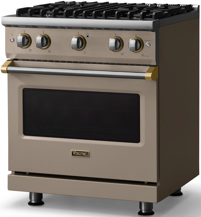 Viking® 5 Series 30" Nantucket Pro Style Gas (NG) Range with Brushed Brass Trim-2