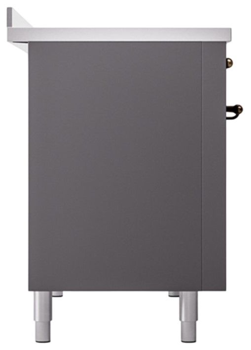 Ilve® Nostalgie II Noblesse 48'' Graphite Matte Pro Style Induction Range with Burnished Trim-2