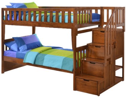 Night & Day Furniture™ Spices Bedroom Peppermint Cherry Twin over Twin Stair Bunk Bed-0