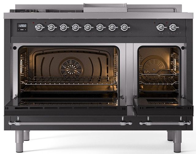 Ilve® Nostalgie II Series 48" Graphite Matte Pro Style Dual Fuel Range-1