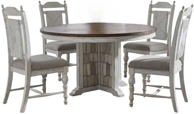 Liberty Furniture River Place 5-Piece Gray/Riverstone White/Tobacco Dining Table Set-0