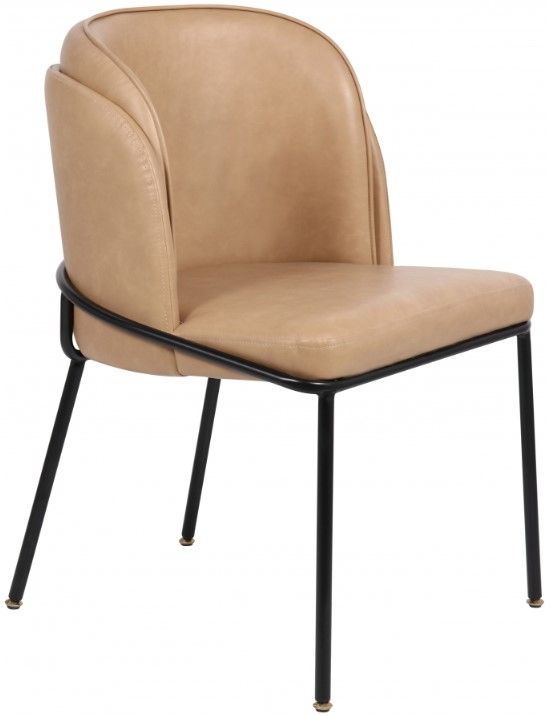 Meridian Furniture Jagger Tan/Matte Black Vegan Leather Dining Side Chair-1
