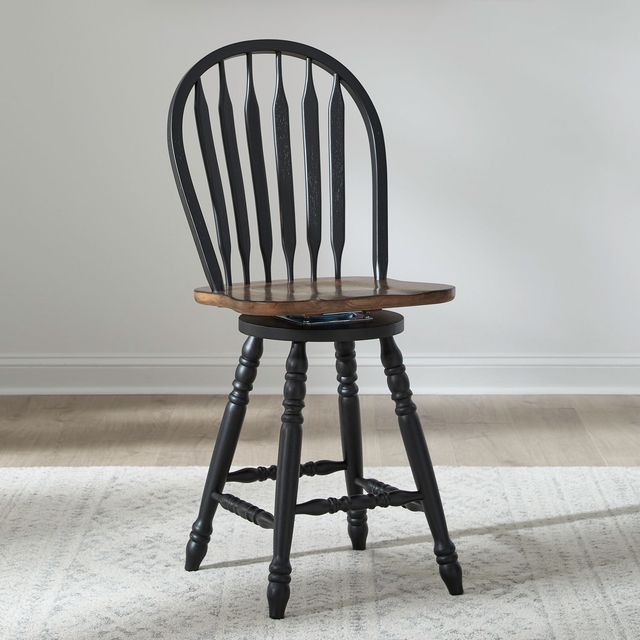 Liberty Furniture Carolina Crossing Windsor Antique Honey/Black Swivel Counter Stool-1