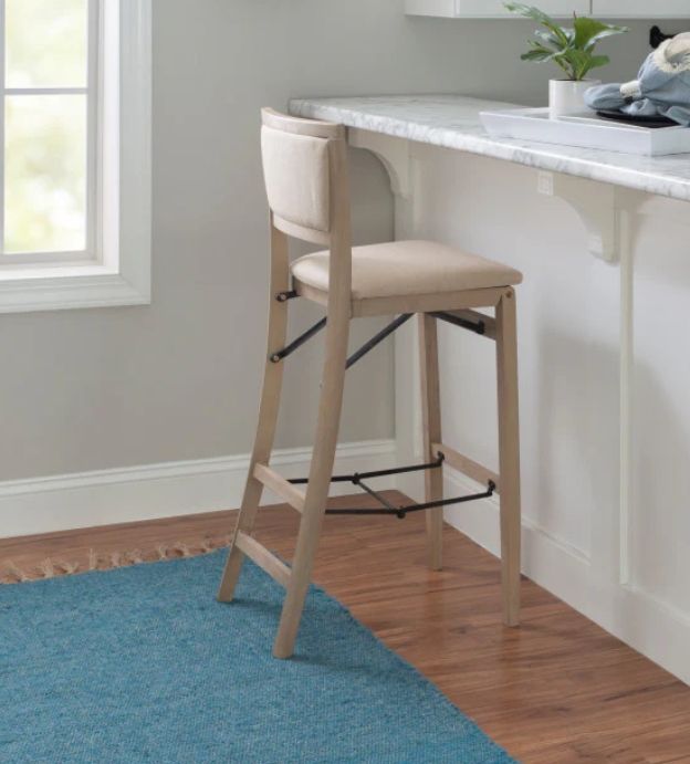 Linon Keira Gray Wash Folding Bar Stool-1