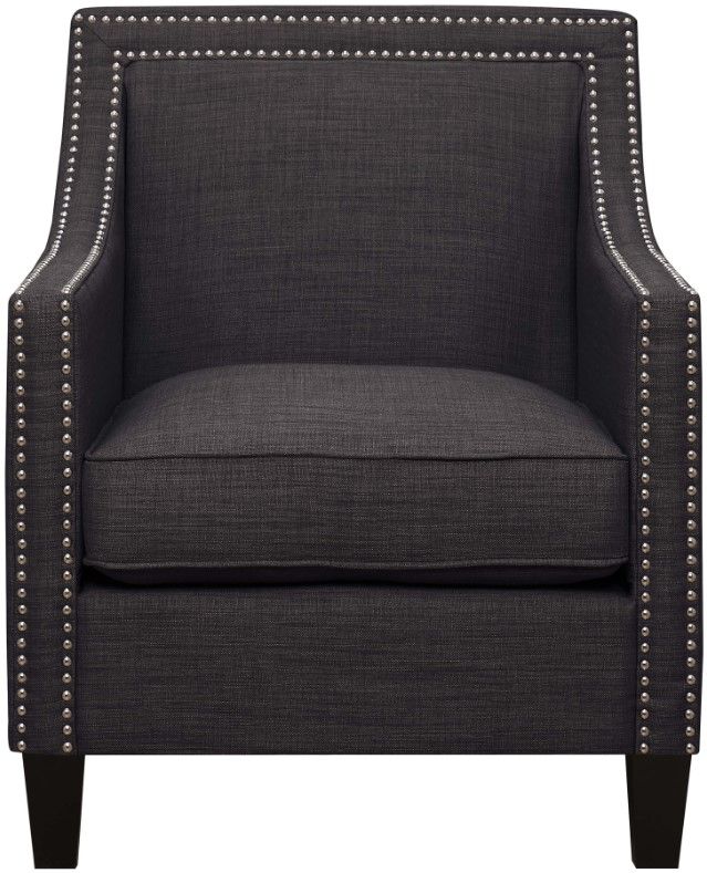 Elements International Erica Charcoal Chair and Ottoman Set-2