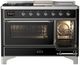 Ilve® Majestic III 48" Glossy Black Pro Style Dual Fuel Liquid Propane Range with 5 Black Brass Burners and Chrome Trim-3
