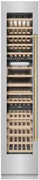 ZLINE Autograph Edition 18" 9.0 Cu. Ft. Triple Zone 68 Bottle Left Hinge Column Wine Cooler in Stainless Steel with Champagne Bronze Accents-0