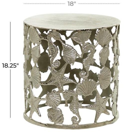 Deco Marche Silver Sea Life Side Table-2