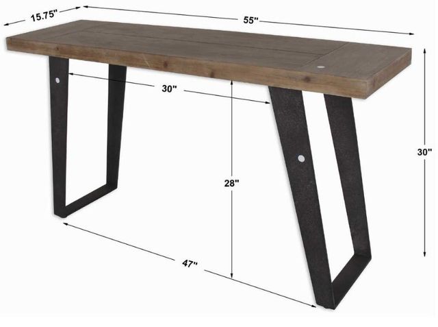 Uttermost® Freddy Weathered Oak Console Table with Aged Black Base-2