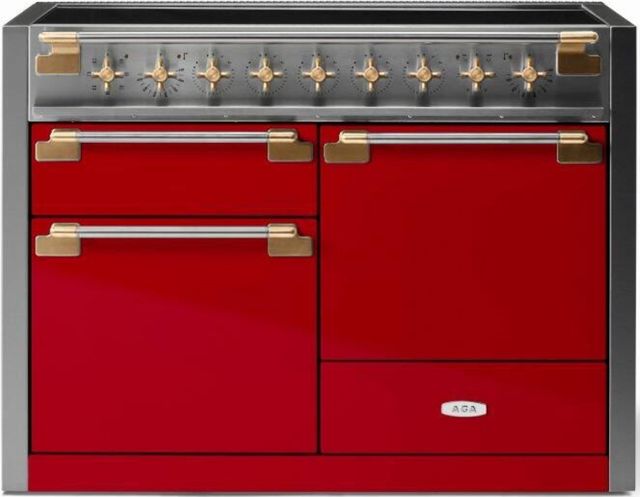 AGA™ Elise Series 48" Stainless Steel Pro Style Induction Range with Piccadilly Red Door-0